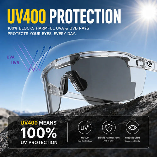 Pryxo™☀️UV400 Adaptive Photochromic Safety Glasses
