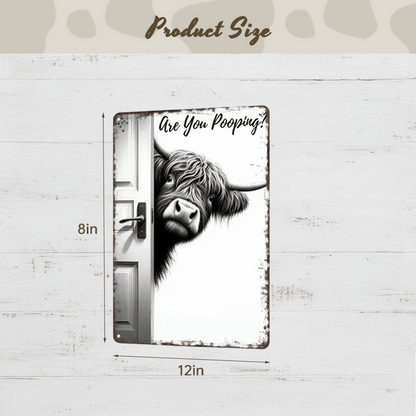 🐄 The Cheeky Visitor: Vintage Highland Cow Sign