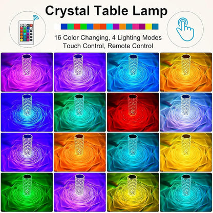 🔥 LAST DAY 49% OFF-✨16 Color Rose Crystal Diamond LED Table Lamp