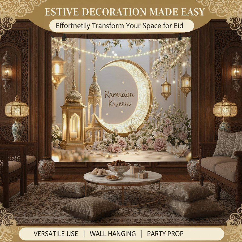 Large Ramadan Kareem Eid Wall Cloth Decor