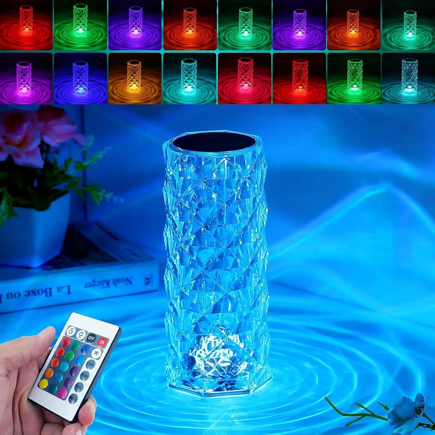 🔥 LAST DAY 49% OFF-✨16 Color Rose Crystal Diamond LED Table Lamp