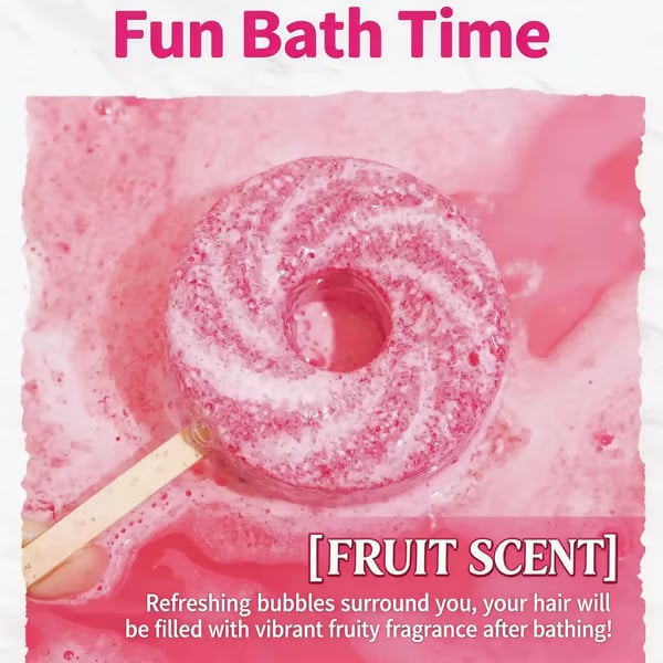 🍭Reusable Cute Lollipop Bath Bomb,Colorful Bubble Bath Ball for Fun Bath Time