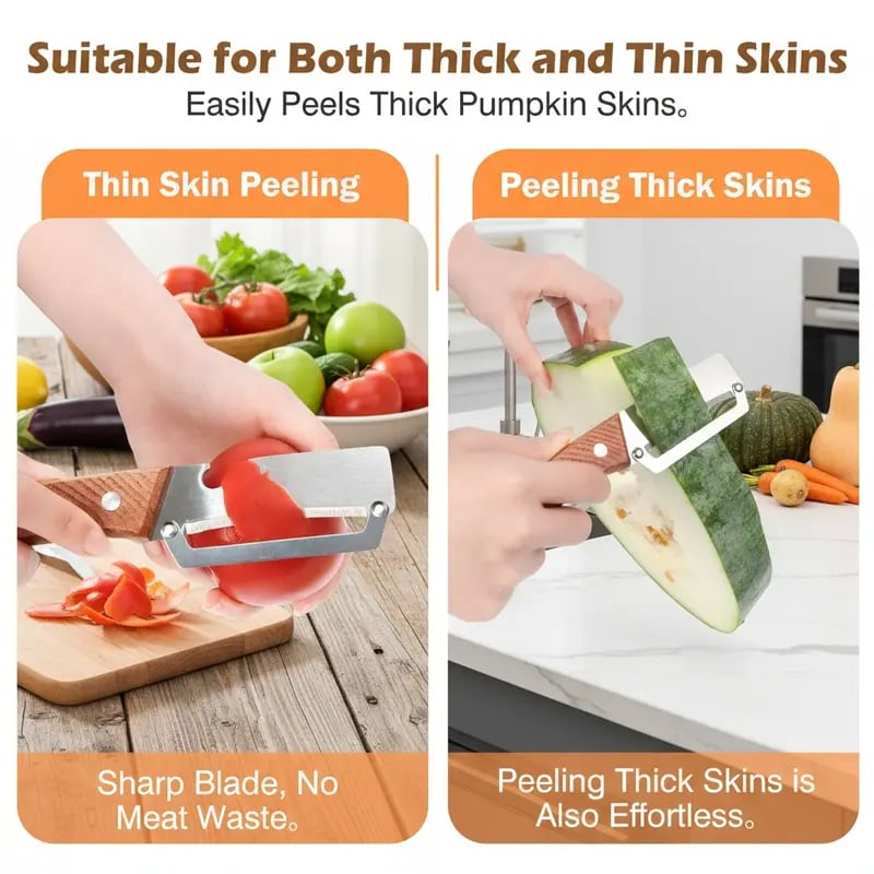 Wooden-Handled Stainless Steel Sharp Peeler