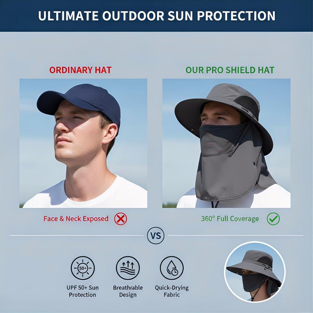 🌞 UPF 50+ Sun Hat with Neck Flap for Men & Women – Wide Brim UV Protection Hiking, Fishing & Safari Hat
