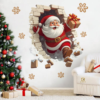 🎄"Santa's Breaking In!"🎅Christmas Creative Wall Sticker - Perfect Size For Every Christmas Corner!🎁