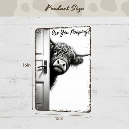 🐄 The Cheeky Visitor: Vintage Highland Cow Sign