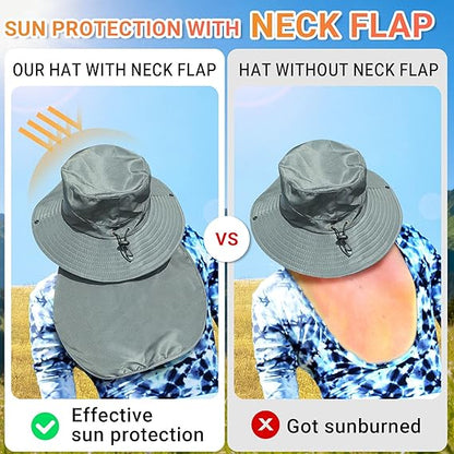 🌞 UPF 50+ Sun Hat with Neck Flap for Men & Women – Wide Brim UV Protection Hiking, Fishing & Safari Hat