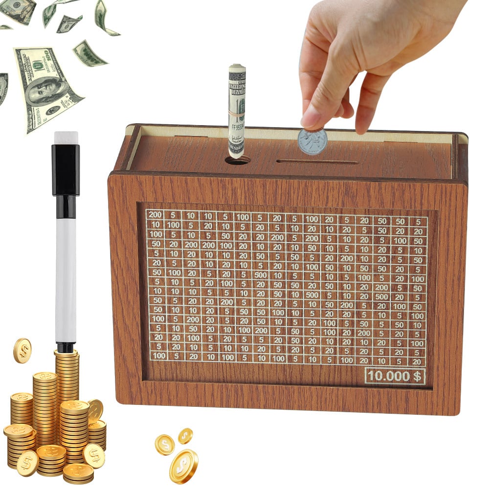 🔥 LAST DAY 49% OFF-Cash Vault Wooden Savings Box