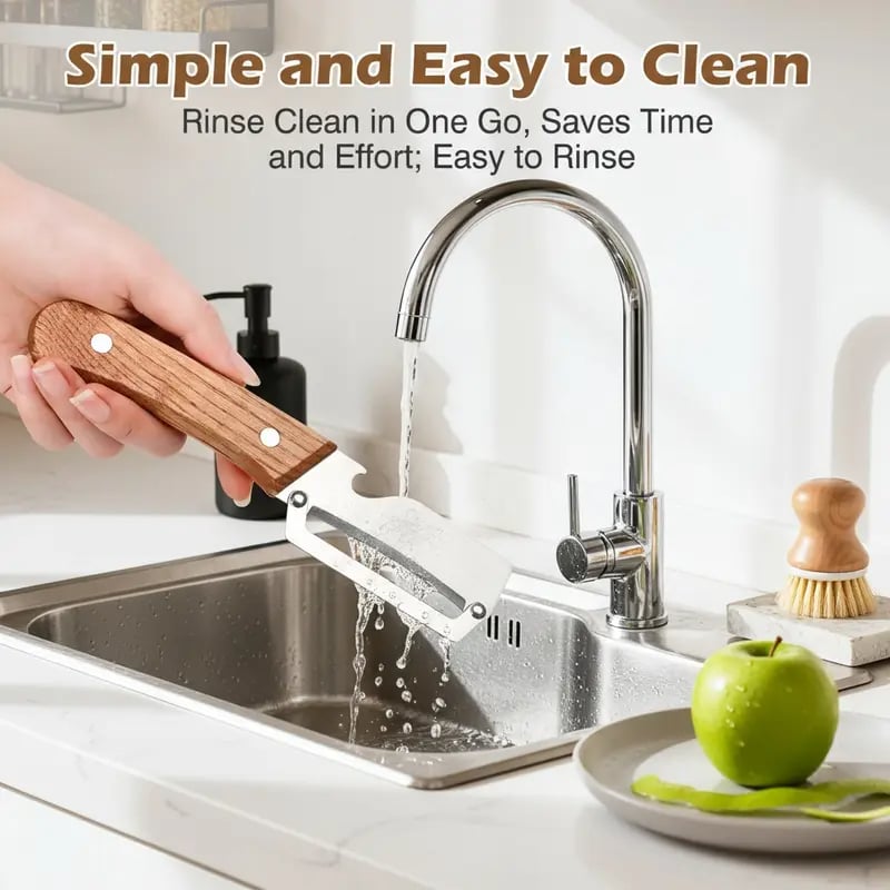 Wooden-Handled Stainless Steel Sharp Peeler