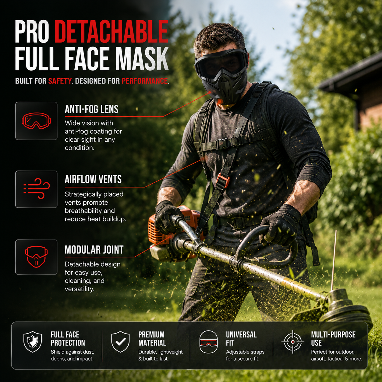 Pryxo™ Detachable Full Face Goggle Mask