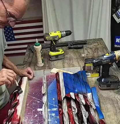 🔥 Handmade Honor US Flag With Cypress Trim -Buy 2 Free Shipping