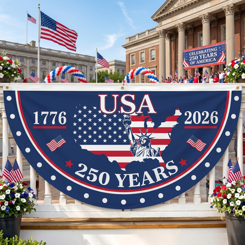 🗽USA 250th Anniversary Flag Half Round Banner🦅