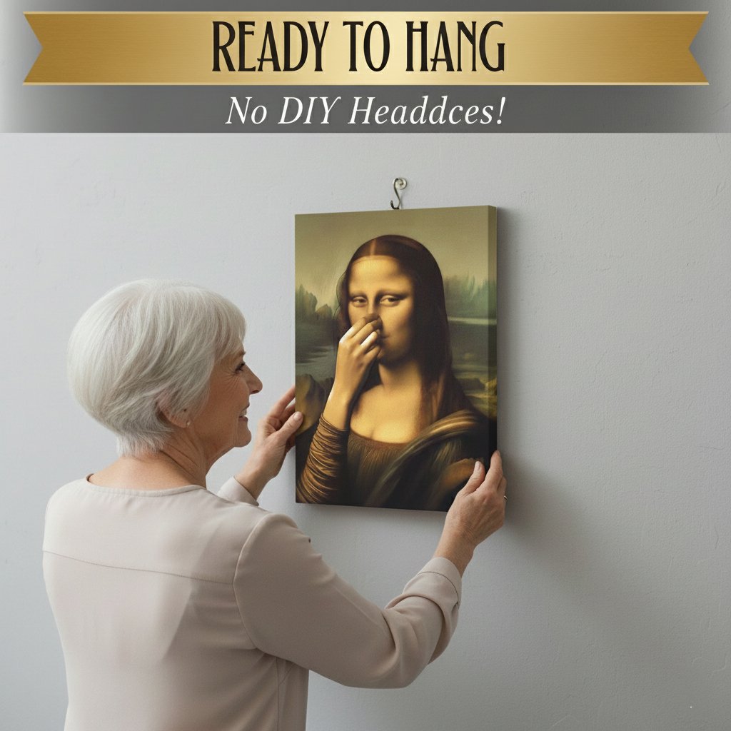 Mona Lisa Holding Nose Bathroom Canvas Art