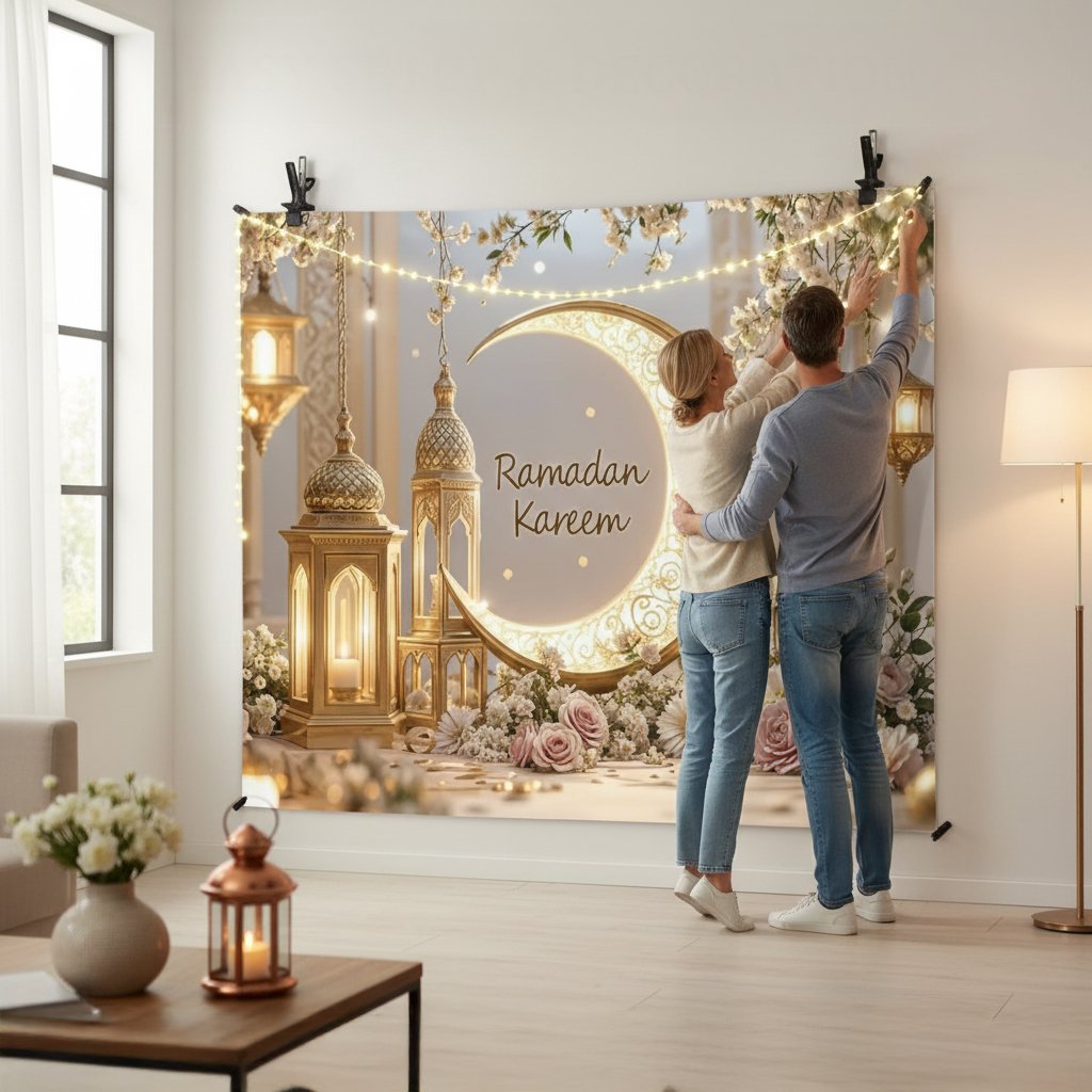 Large Ramadan Kareem Eid Wall Cloth Decor