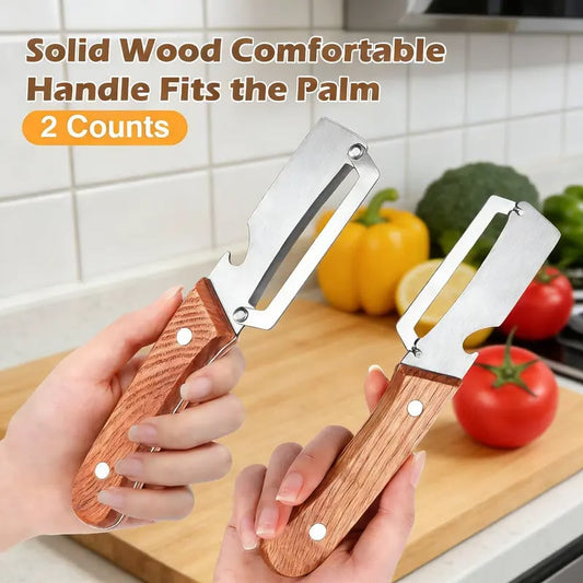 Wooden-Handled Stainless Steel Sharp Peeler